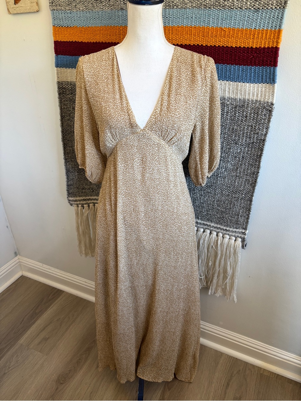 By Together Beige Cream V-Neck Maxi Dress